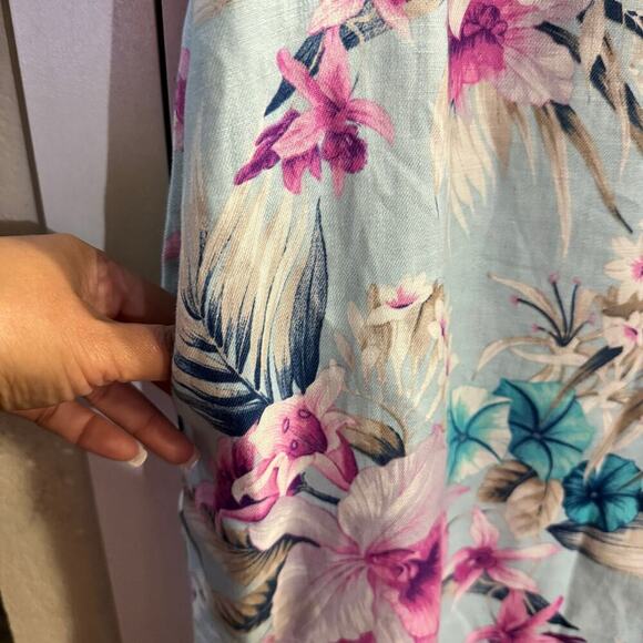 ТОММУ ВАНАМА Florencia Floral Linen Shift Dress Fringe Size Large Multicolored - Picture 5 of 9